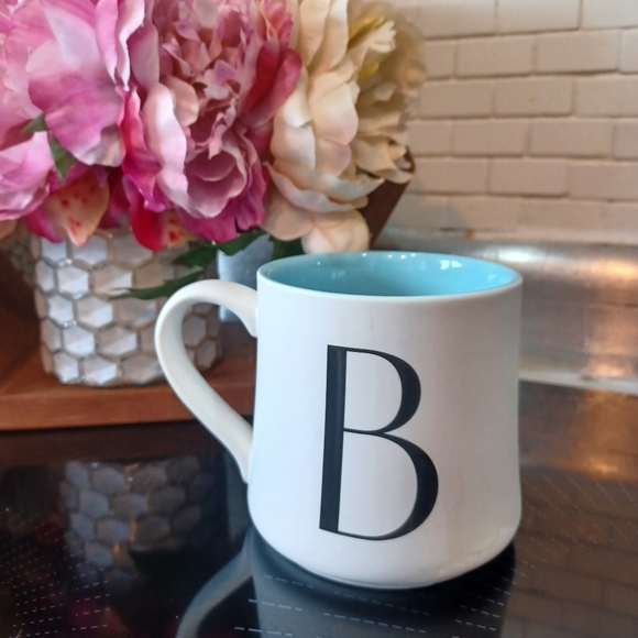 Indigo Monogram B Initial Ceramic Coffee Tea Mug Cup - Picture 1 of 9
